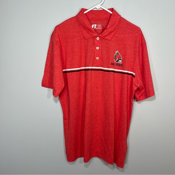 NEW Ball State Cardinals Polo Shirt Mens Large Red Golf Logo College NCAA NWT - Picture 1 of 9